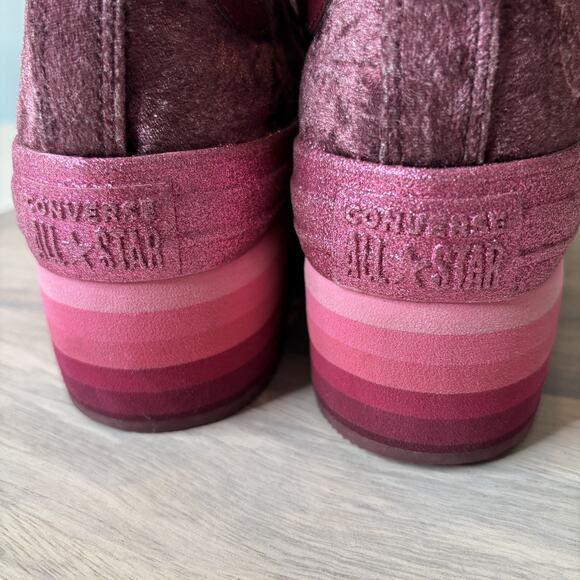 Miley Cyrus Converse All Star Velvet Glitter Pink Platform Sneakers Women’s 7 - Picture 8 of 11